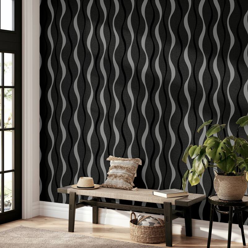 Arthouse Tazz Black Ribbons Wallpaper