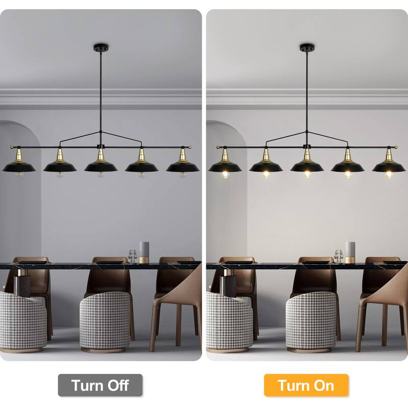 4/5-Light Industrial Linear Bowl-shaped Chandelier Lighting over Kitchen Table