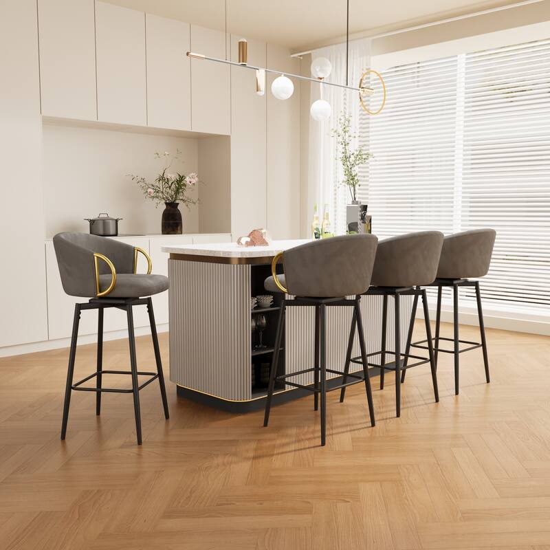 30 Inch Dining Chairs Set Of 4 Modern Style 360°Swivel Bar Chairs With Simple Design