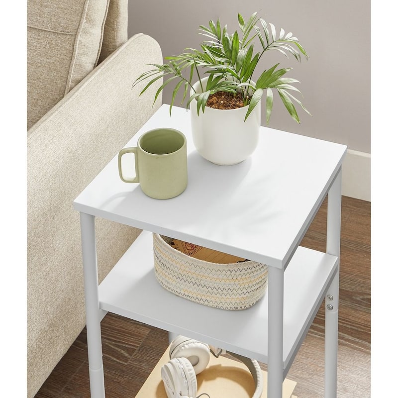 Wood Modern Small End Table with Storage Shelf - 11.8"D x 13.4"W x 22.8"H