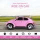 preview thumbnail 5 of 8, 6V Licensed Volkswagen Beetle Ride-On Car with Parent Remote, Headlights, Music, and Seatbelt for Kids Ages 3-6 - Pink