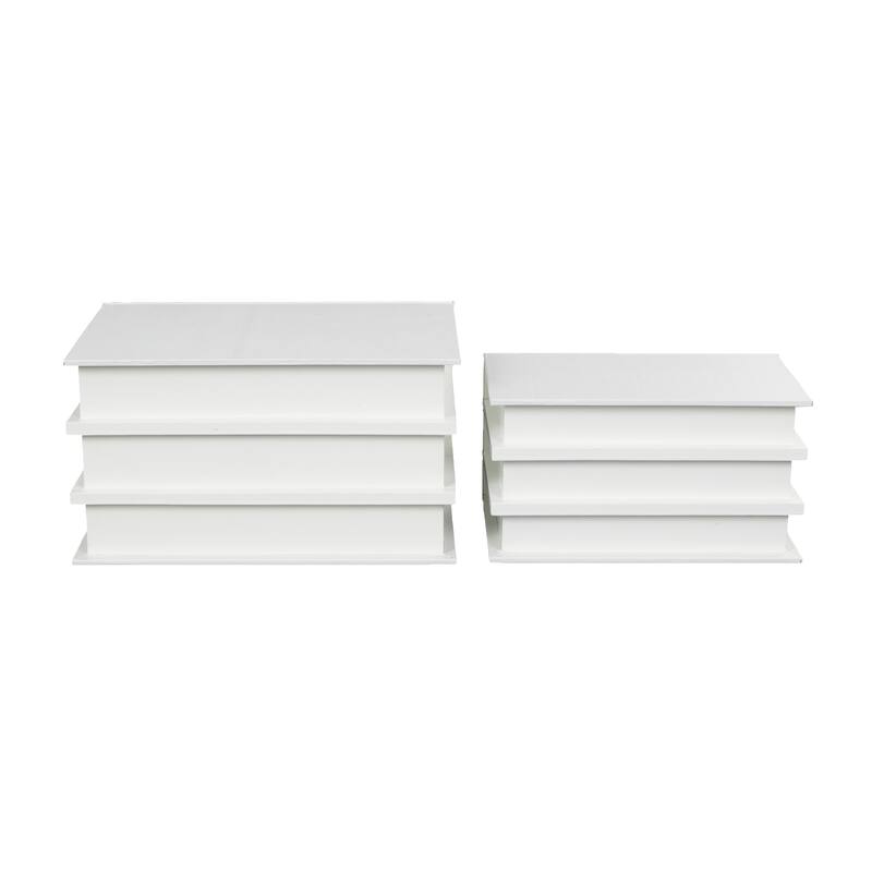 White or Black Canvas Faux Storage Book Box with Gold or White Enjoy, Every, Moment Text (Set of 2)