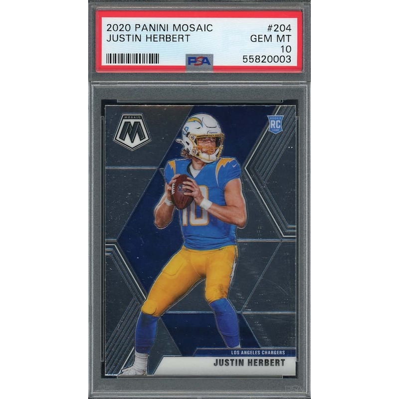 Justin Herbert 2020 Panini Mosaic Football Rookie Card RC #204 Graded PSA 10 - 8'6" x 11'6"