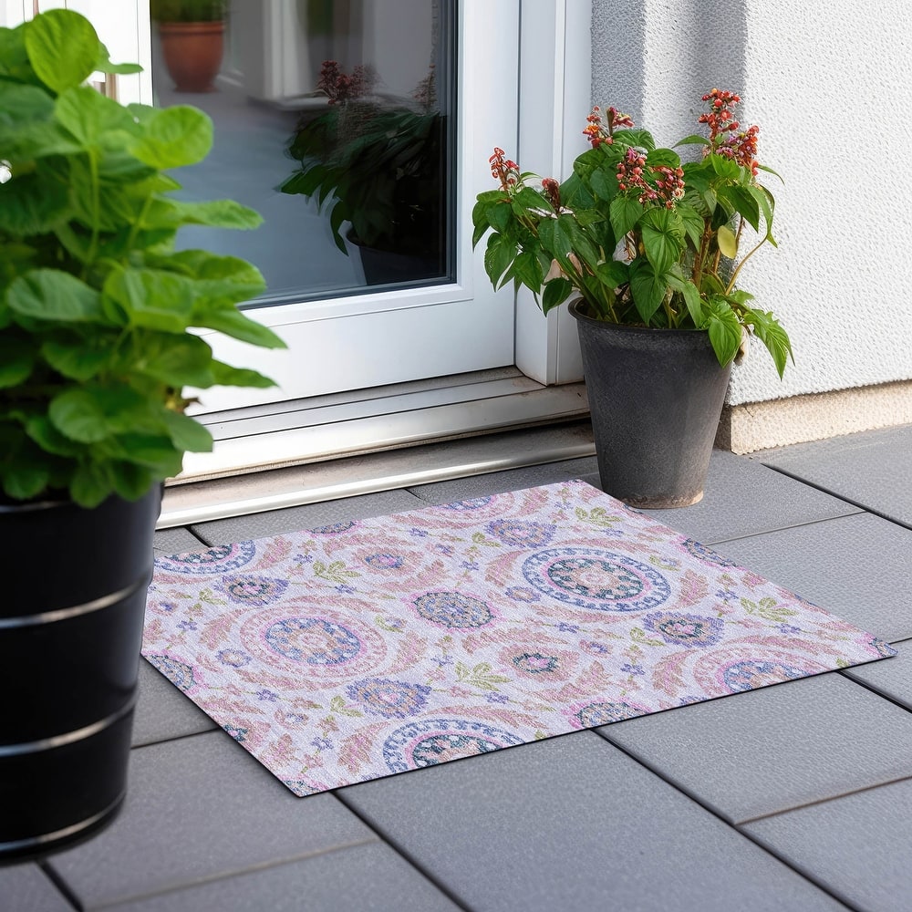 Machine Washable Indoor/ Outdoor Chantille Boho Suzani Rug
