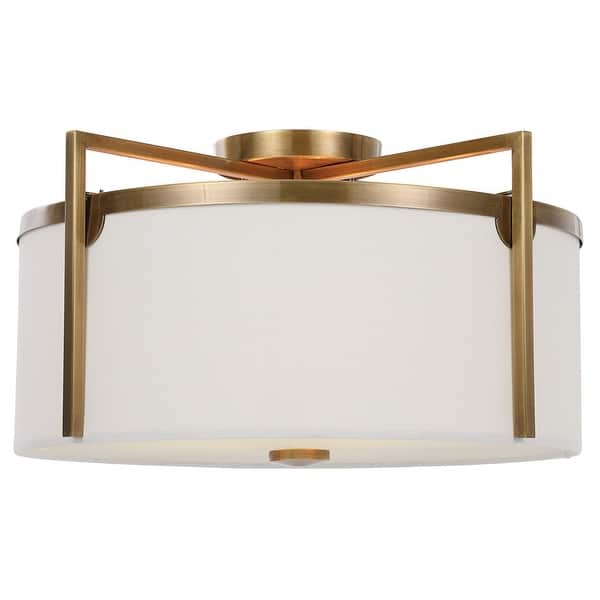 slide 2 of 7, Uttermost 22283 Colfax 3 Light 21" Wide Semi-Flush Drum Ceiling Antique Brass