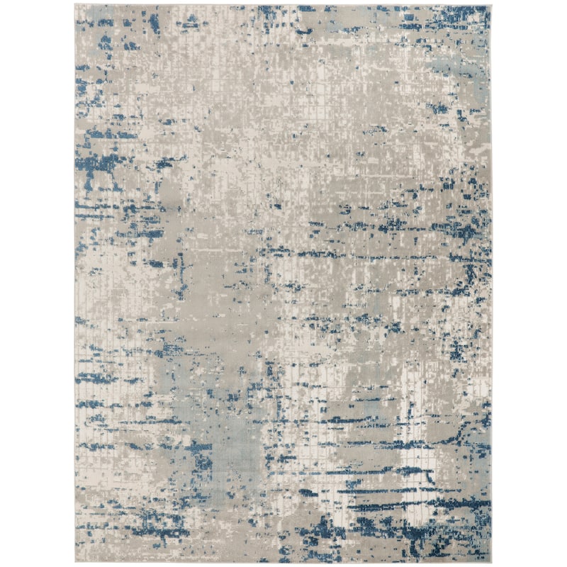 Nourison Concerto Modern Abstract Distressed Area Rug - 12' x 15' - Ivory/Gray/Blue