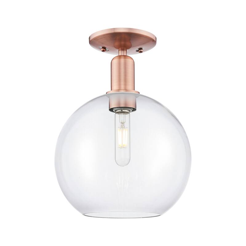 Innovations Lighting 716-1C-14-10 Athens Semi-Flush Athens 10" Wide - Antique Copper / Clear