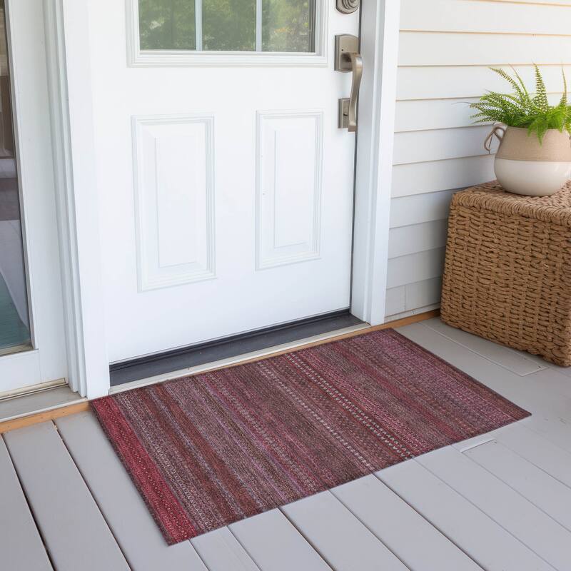 Alvaso Stripe Weather Resistant Blended Style Outdoor Rug