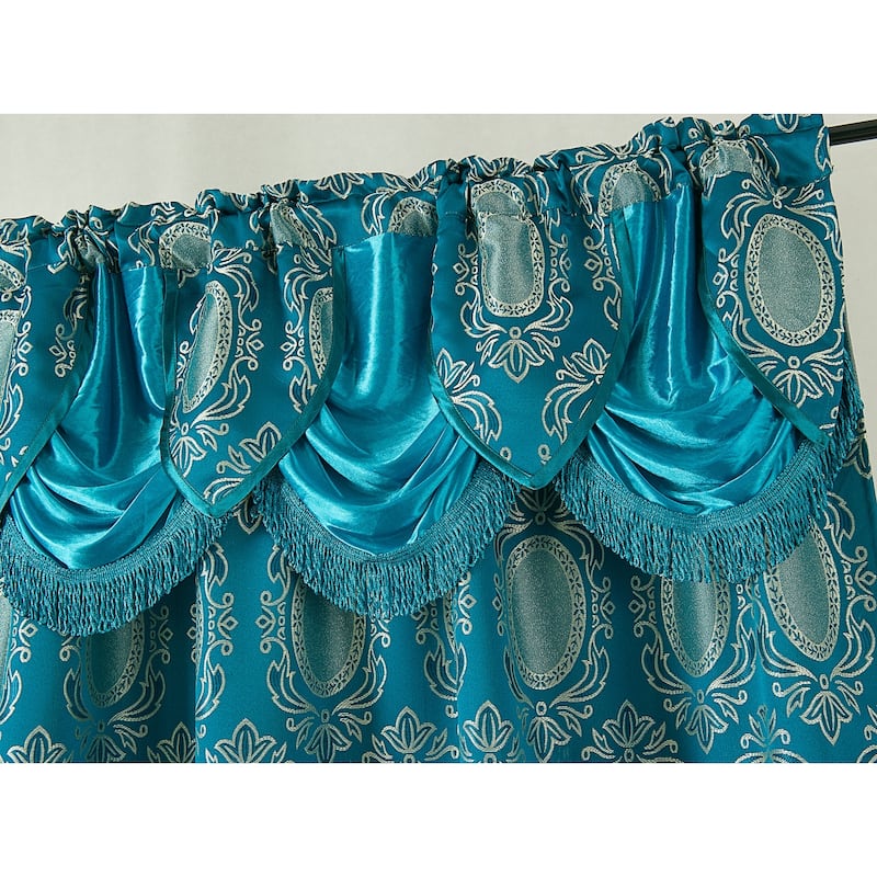 Gracewood Hollow Mabanckou Textured Jacquard Single Rod Pocket Curtain Panel w/ Attached Valance (54 x 84) - 54 x 84 in.
