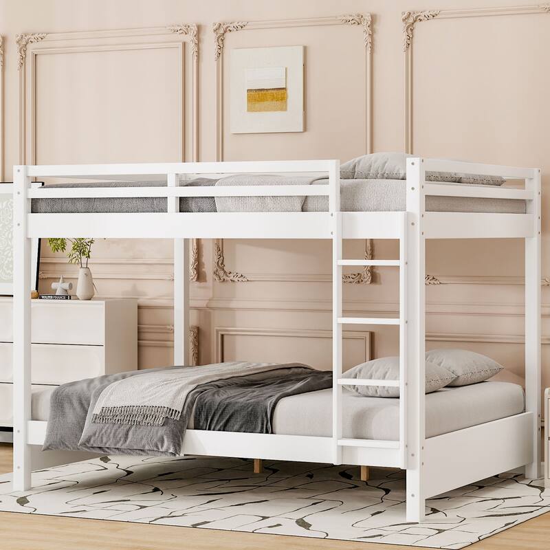 Solid Wood Queen Size Bunk Bed with Ladder and Guard Rails by Harper&Bright Designs