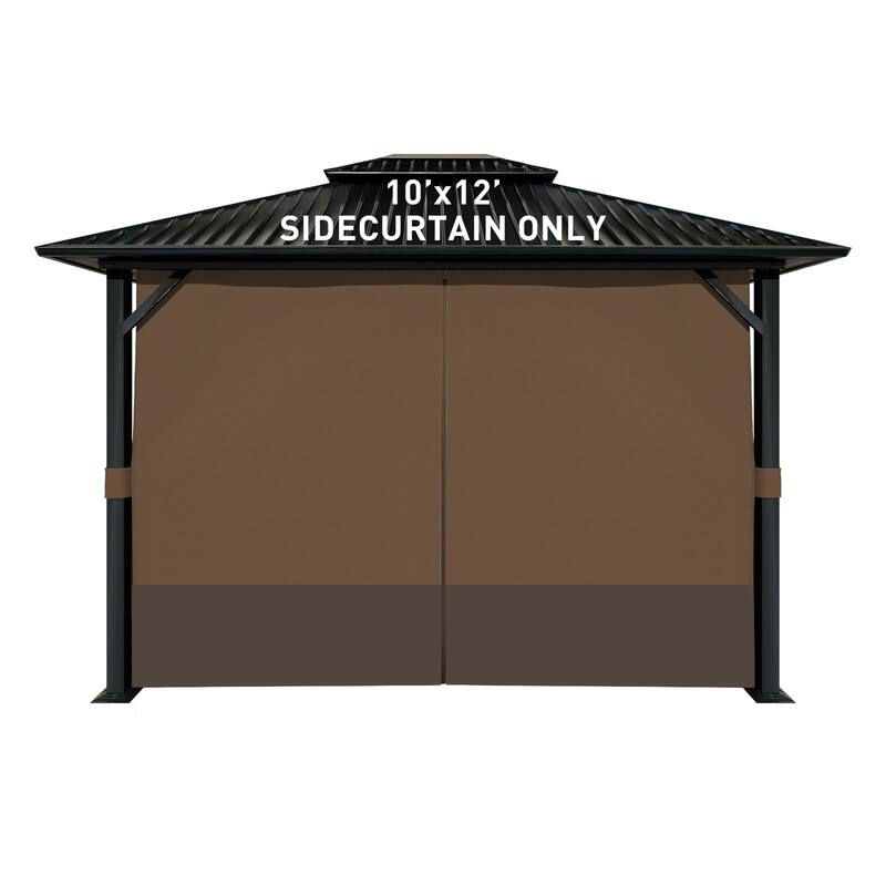 Aoodor Gazebo Curtain Replacement-Universal 4-Panel Sidewalls 10'x12', Curtain Only - 10'x12' - Brown and Coffee