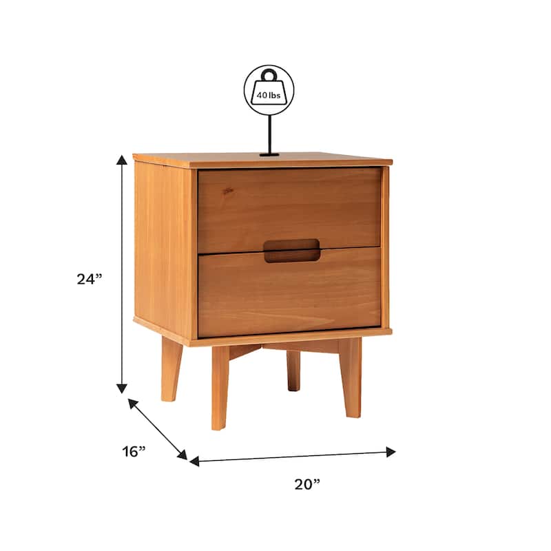 Middlebrook Mid-Century Solid Wood 2-Drawer Nightstand, Set of 2