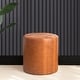 preview thumbnail 49 of 60, Adeco Round Ottoman Upholstered Tufted Faux Leather Footrest Brown - Medium
