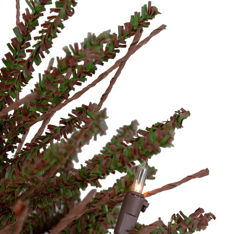 2.5' Warsaw Two-Tone Twig Artificial Christmas Tree - Clear Lights - 2.5 Foot