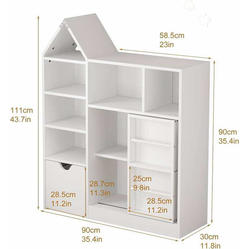 Kids Bookshelf with Storage, Toy Organizer, Kids Bookshelf with Storage Cubby,Bookcase