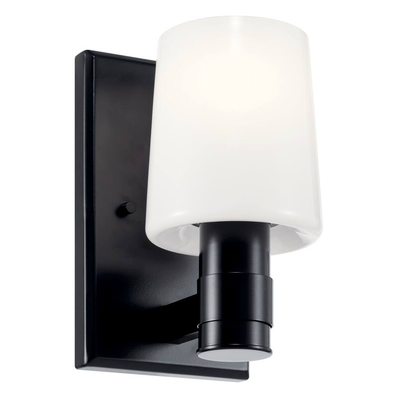 Adani 1-Light Wall Sconce with Opal Glass Shade - 8.5 in - Black