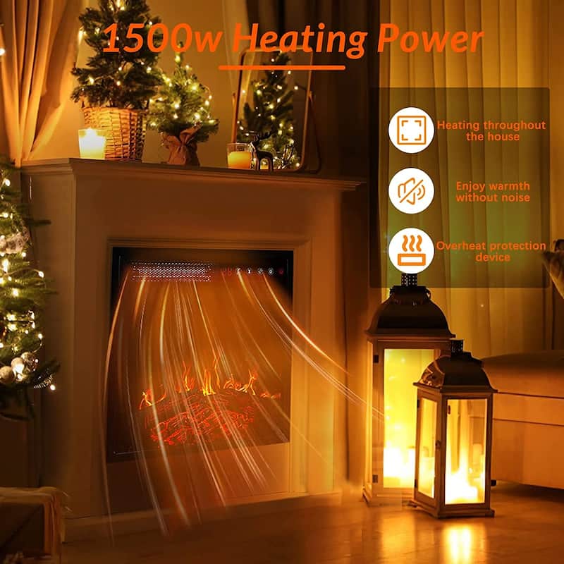 BOSSIN 43" Electric Fireplace with Mantel, 23 inch Electric Fireplace Insert,Freestanding TV Stand with Fireplace Wooden Firebox