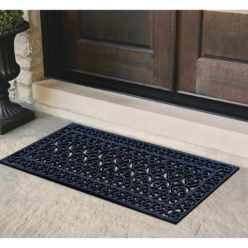 A1HC Large Door Mat, Natural Rubber, Ideal for an entryway, Scrapes Shoes Clean of Dirt & Grime