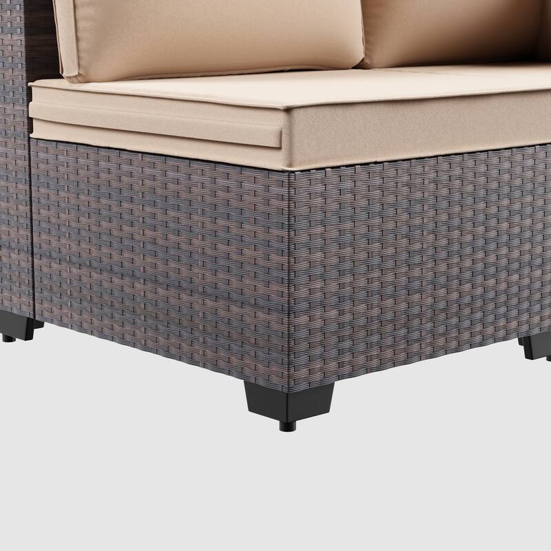 7-Piece Patio Furniture Set, Wicker Outdoor Seatings Conversation Sofa with Side Table - 7-Pieces