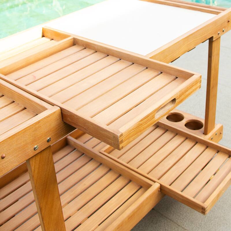 Cambridge Casual Mozaic Teak Wood Outdoor Bar Cart