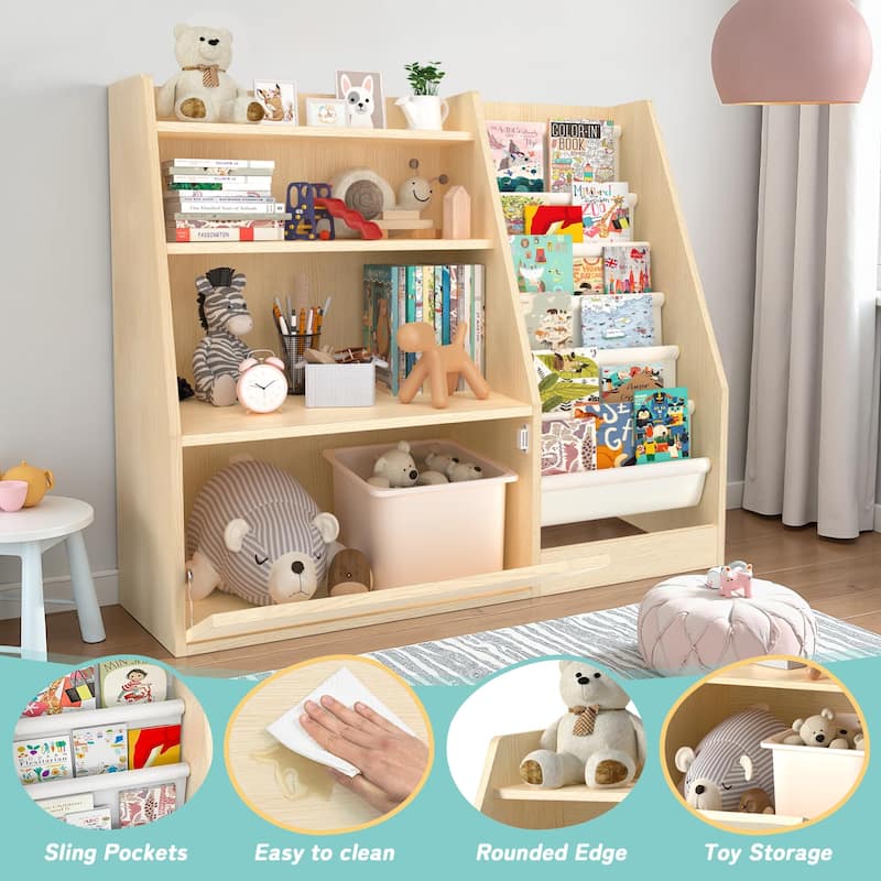 Mcow 3-Tier Kids Wooden Children Book Rack