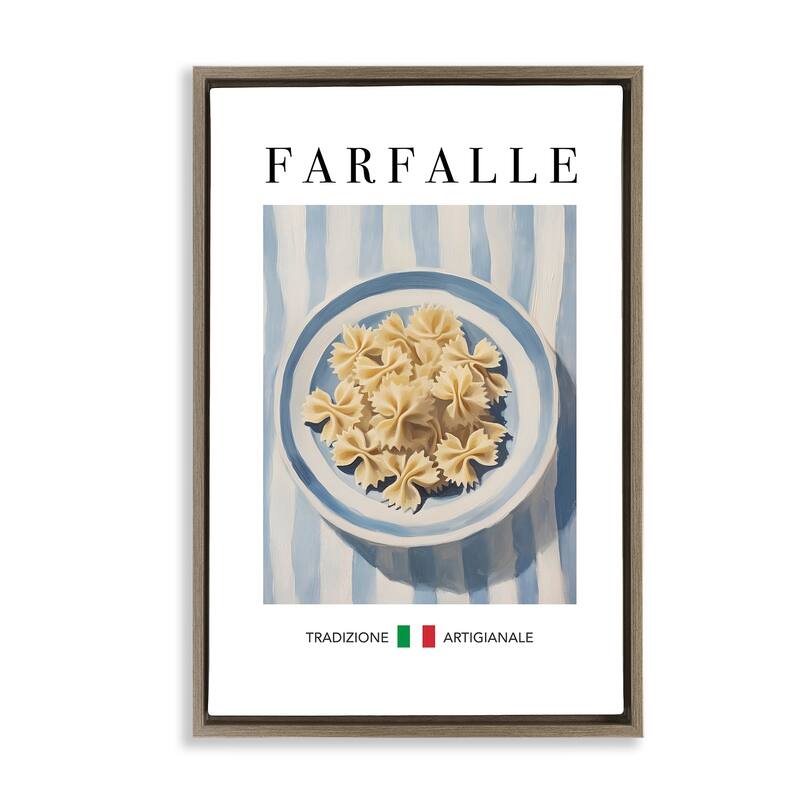 Stupell Traditional Farafalle Pasta Framed Floater Canvas Wall Art Design By Andreas Magnusson - 17 x 25 - Brown