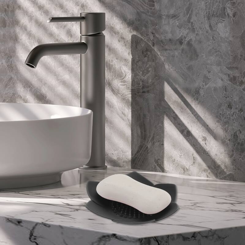 Waterproof Flower Soap Holder for Bathroom 5.31"x5.12"x1.38" 1 Pc - Black