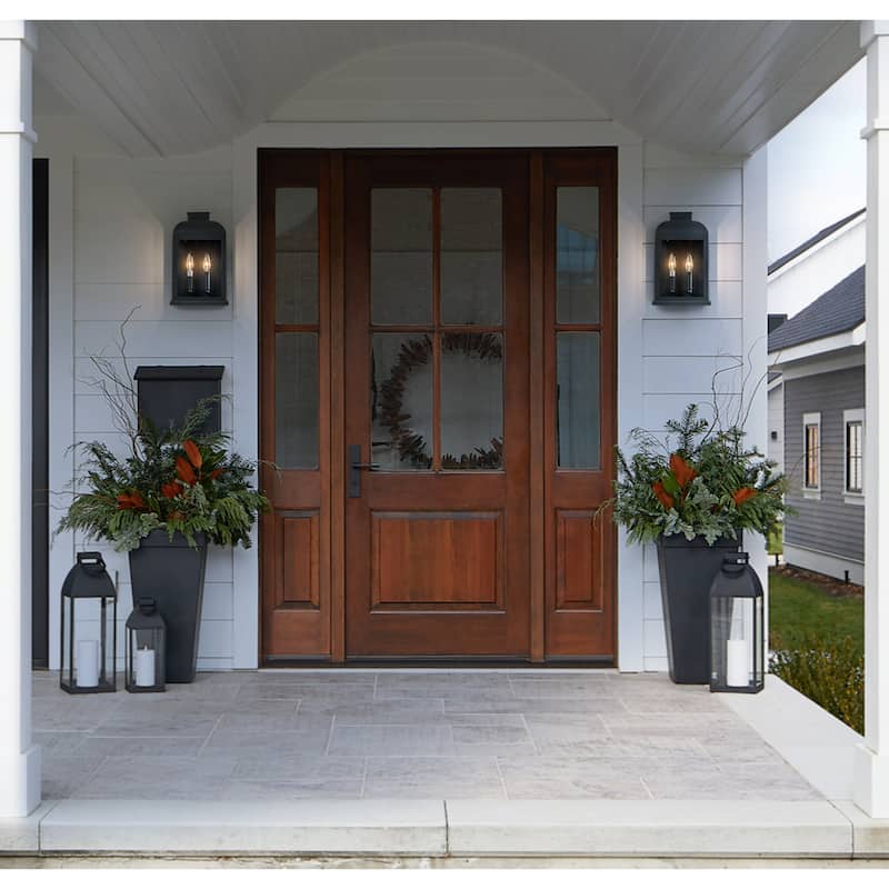 OB - 2-Light Classic Retro Black 8" Wide Hardwired Outdoor Wall Lantern Sconce