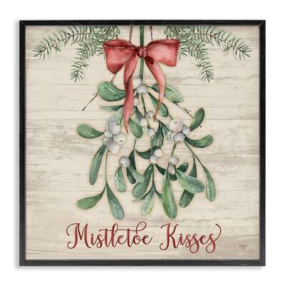 Stupell Rustic Mistletoe Kisses Framed Giclee Art Design By Mollie B.