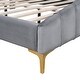 preview thumbnail 11 of 10, Gray Queen Size Velvet Platform Bed with Stylish Stripe Decorated Bedboard