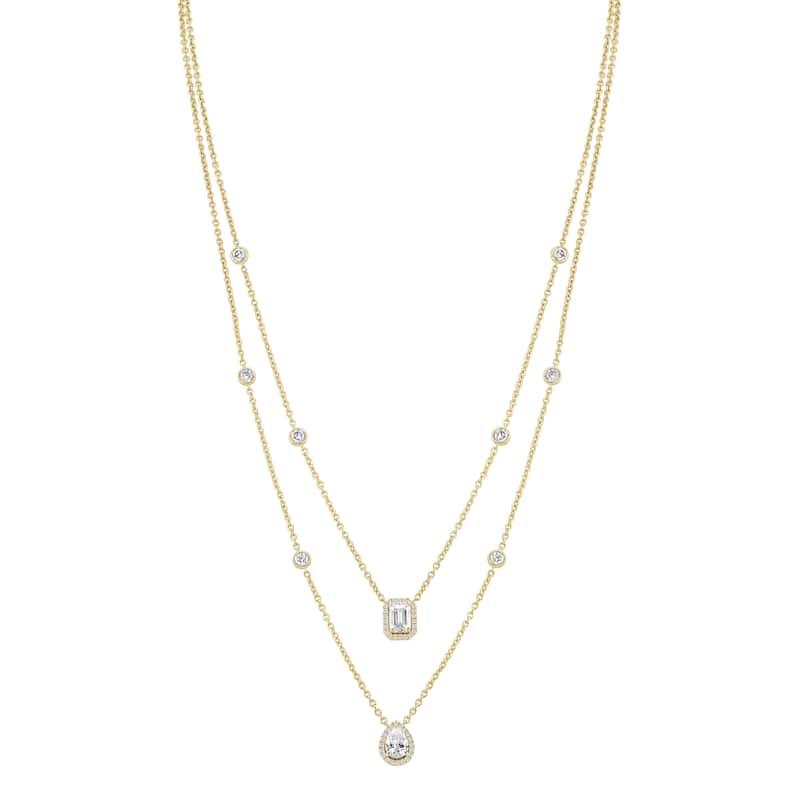 Auriya 14K Gold Lab Grown Halo Diamond Pendant Necklace 2.50ct. tw. (F-G VS)