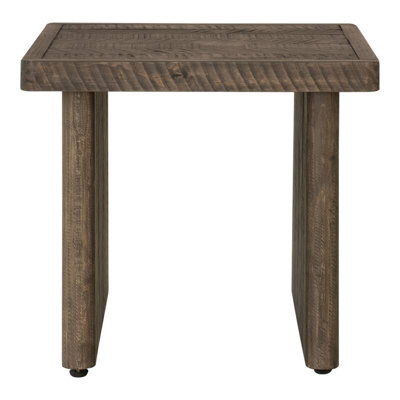 NADAAL STUDIOS Brannon End Table, Solid Pine Wood with Driftwood Finish, Rustic Design, Dark Brown - Wood - Aged Brown