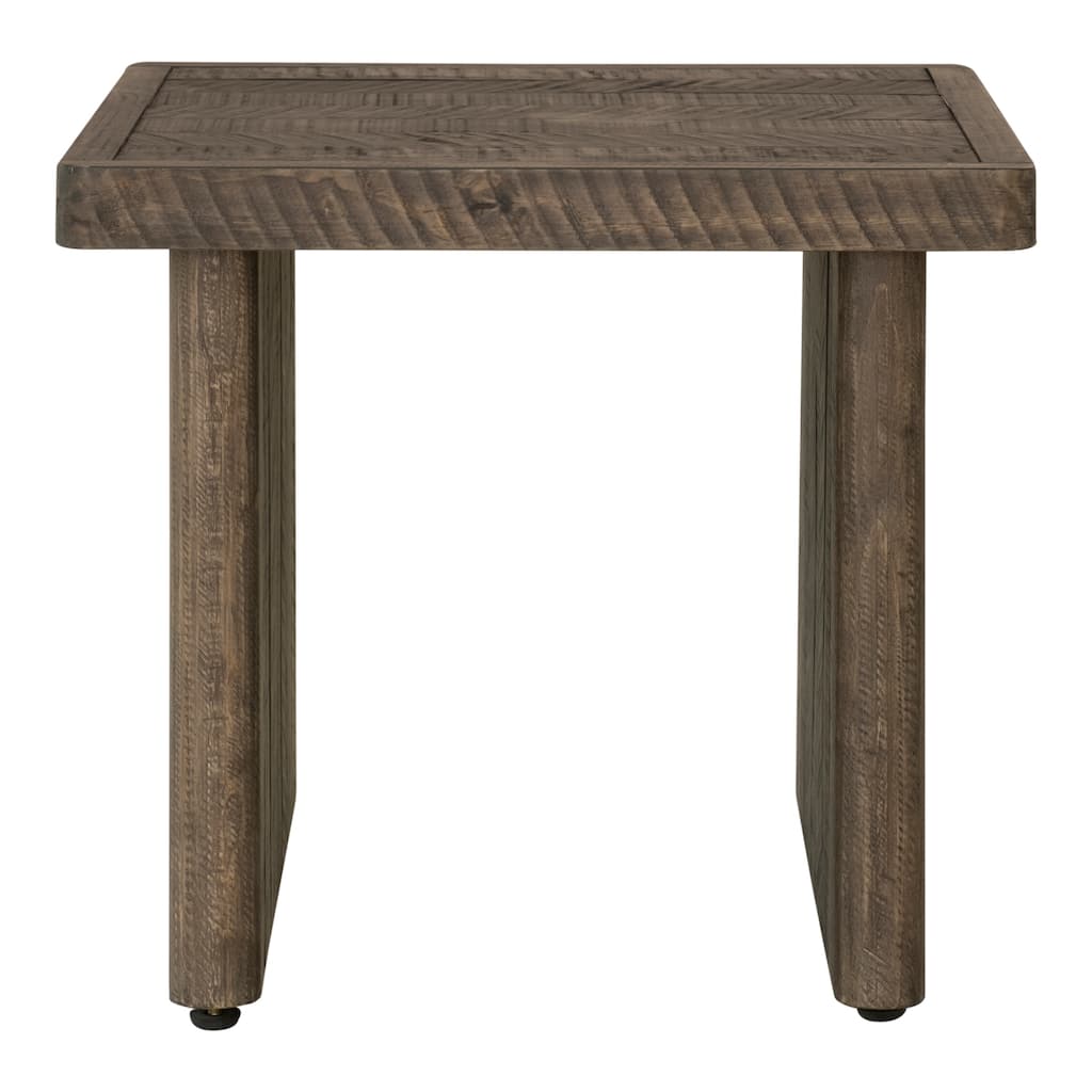 NADAAL STUDIOS Brannon End Table, Solid Pine Wood with Driftwood Finish, Rustic Design, Dark Brown