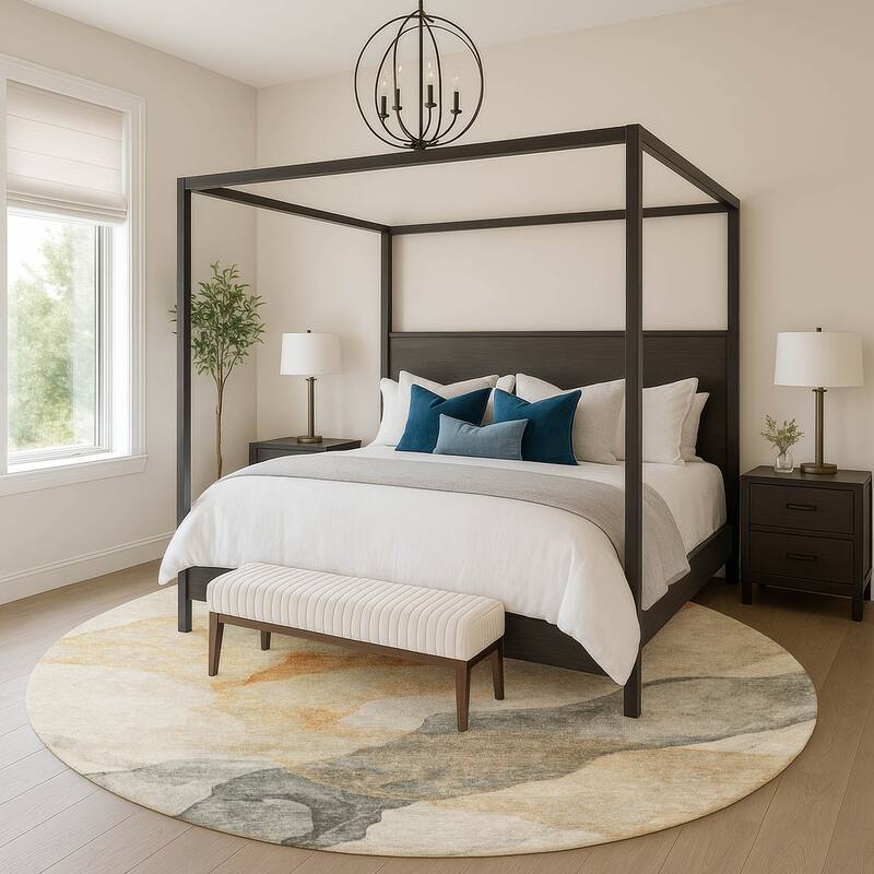 Premium Washable Super Soft Contemporary Fizal Mayfield Rug - Orange - 8' x 8'