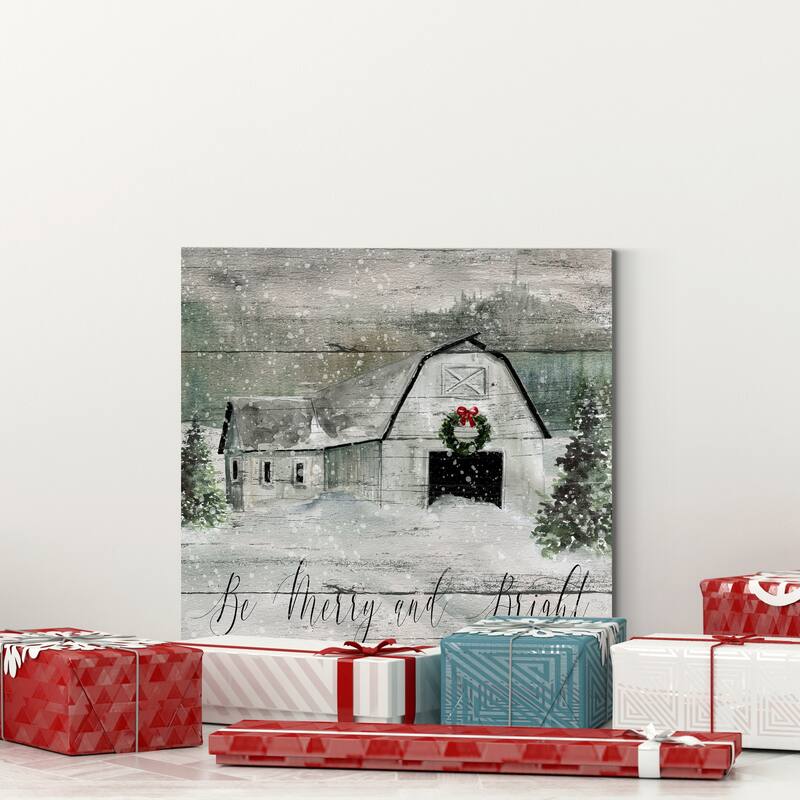 Merry and Bright Barn-Premium Gallery Wrapped Canvas - Ready to Hang