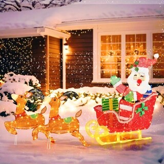 Santa Claus ランプ Xmas ライト christmas 置物 レア Goplus Lighted Christmas Santa Claus with Reindeer, Santa on