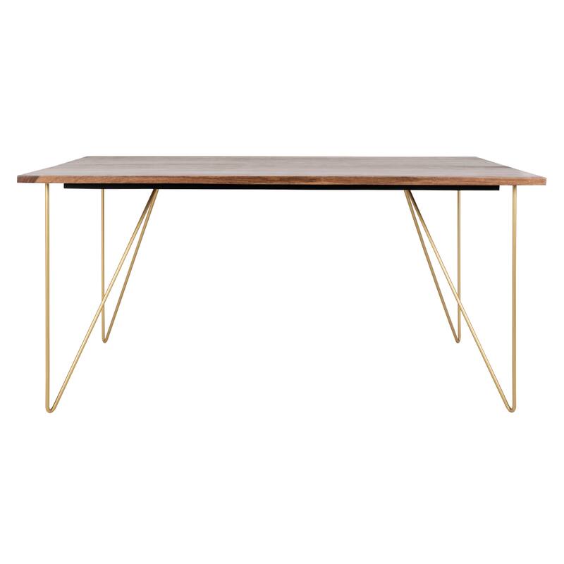 SAFAVIEH Home Captain Wood Dining Table - 63"W x 35"D x 30"H - Walnut/Brass