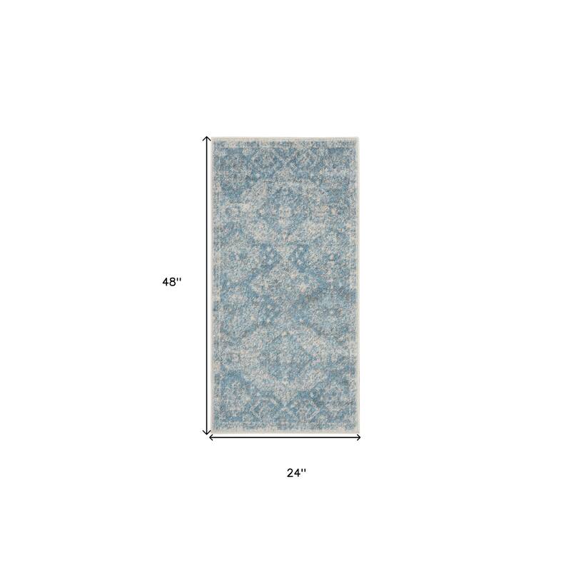 HomeRoots Medallion Transitional Rectangle Area Rug - 48.00 in. x 24.00 in. x 0.50 in.