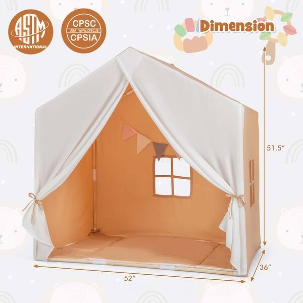 Costway Kid's Play Tent Toddler Playhouse Castle Solid Wood Frame with - See Details