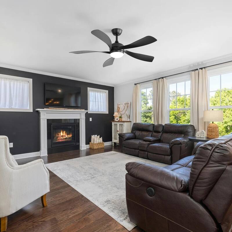 52 Inch Ceiling Fan with Light and Remote for Living Room Bedroom Dining Room Patio Farmhouse - 52 Inches