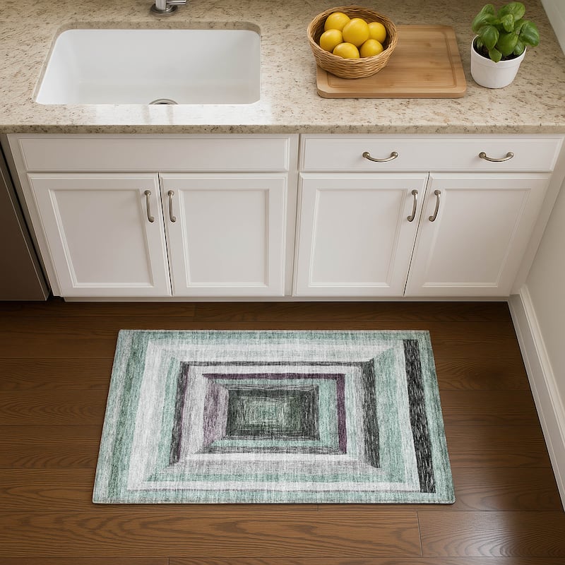 Premium Washable Super Soft Modern Dimensions Mayfield Rug - Seafoam - 1'8" x 2'6"