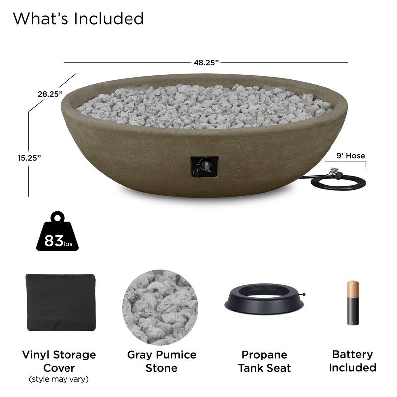 Riverside 48" Oval Propane Fire Bowl in Glacier Gray by Real Flame