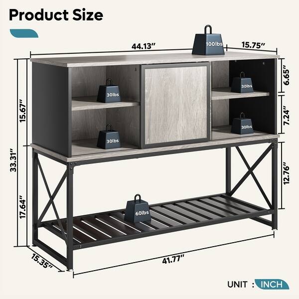 dimension image slide 1 of 2, Buffet Sideboard Storage Bar Cabinet with Sliding Door