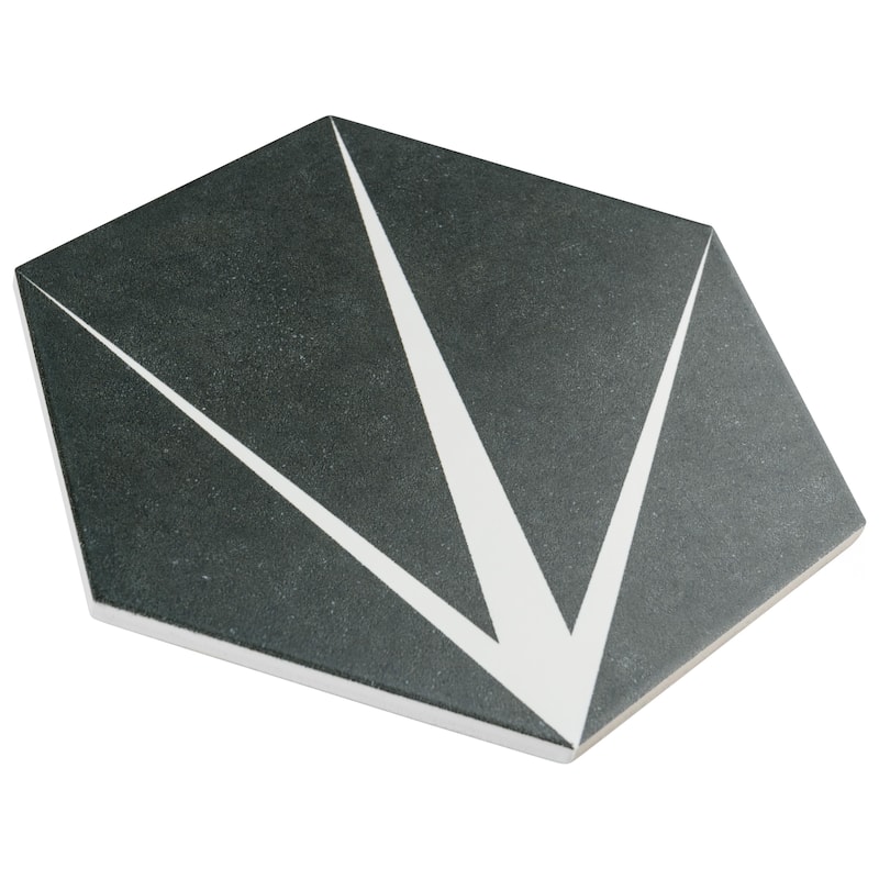 Merola Tile Trident Hex Nero 8-5/8" x 9-7/8" Porcelain Floor and Wall Tile