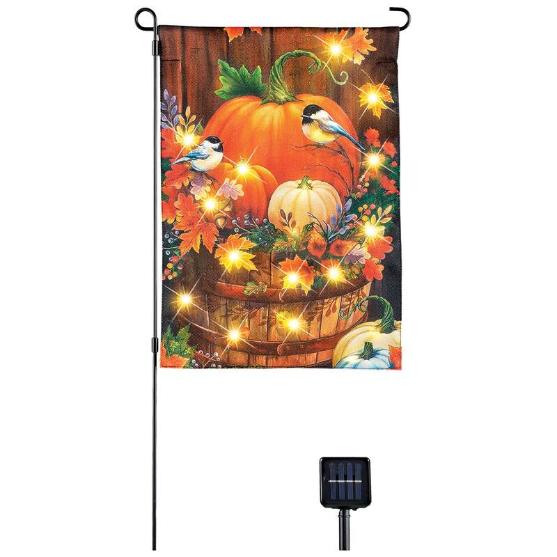 Solar Autumn Flag With Hanger - 15.12 x 34.25 x 0.5