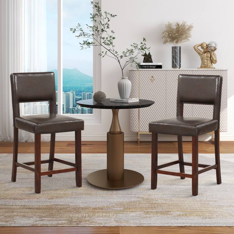 2 Piece Bar Chair Set with Hollowed Back and Rubber Wood Legs - 19" x 20.5" x 39" (L x W x H)