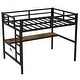preview thumbnail 6 of 10, Full Size Metal Loft Bed with Power Outlet and LED Light, Space-Saving