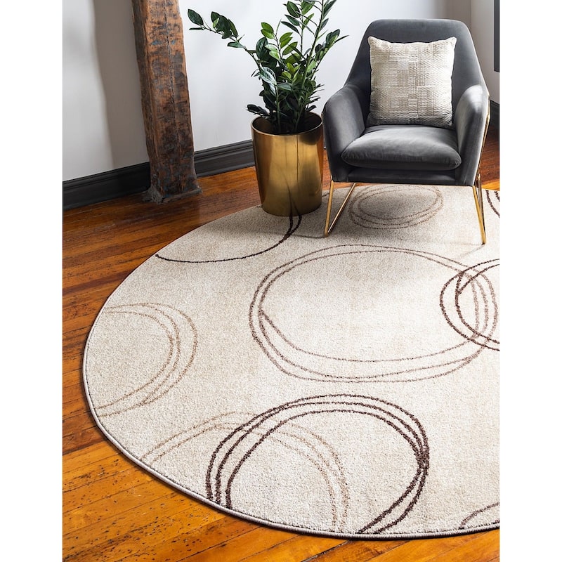 Contemporary Beallara Collection Area Rug - 3'3" Round - Beige