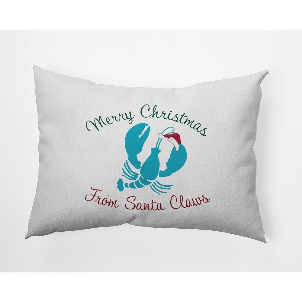 Santa Claws Lobster Beachy Christmas Indoor/Outdoor Throw Pillow
