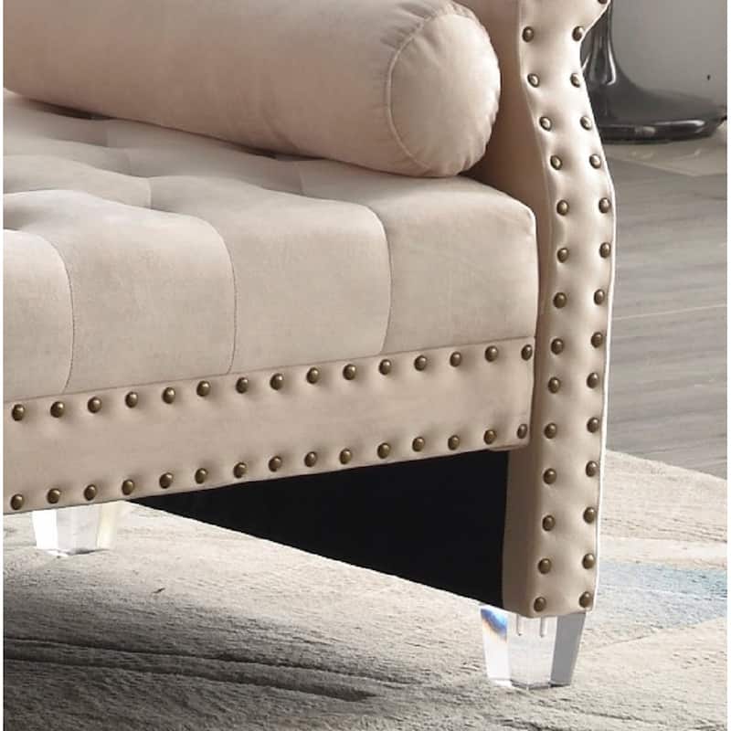 Stefania 71-inch Rolled Arm Oversized Velvet Tufted Upholstered Bench